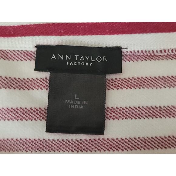 Ann Taylor Factory Women's Large White Red Striped Sleeveless Top - Picture 7 of 8